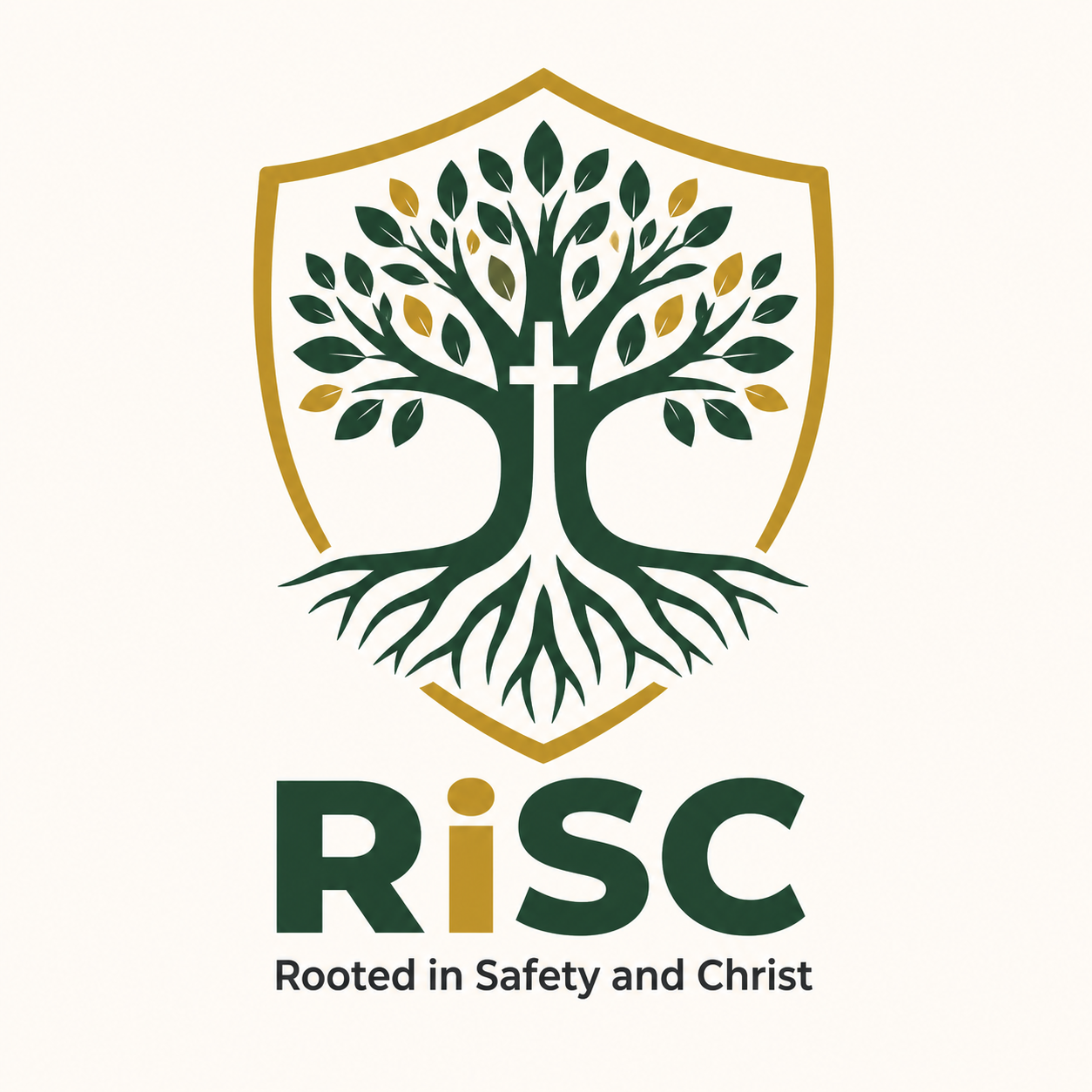 RiSC tree, cross, and shield logo
